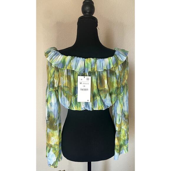 NWT ZARA Printed Tulle Blouse Size M - Picture 3 of 9